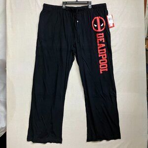 Marvel Deadpool Face Men's Black 2XLT Pajama Sleep Pants Drawstring Classic Logo